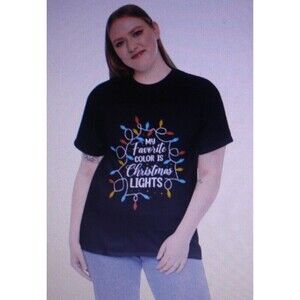 My Favorite Color Is Christmas Lights Womens Christmas T-Shirt Sz L Atleisure